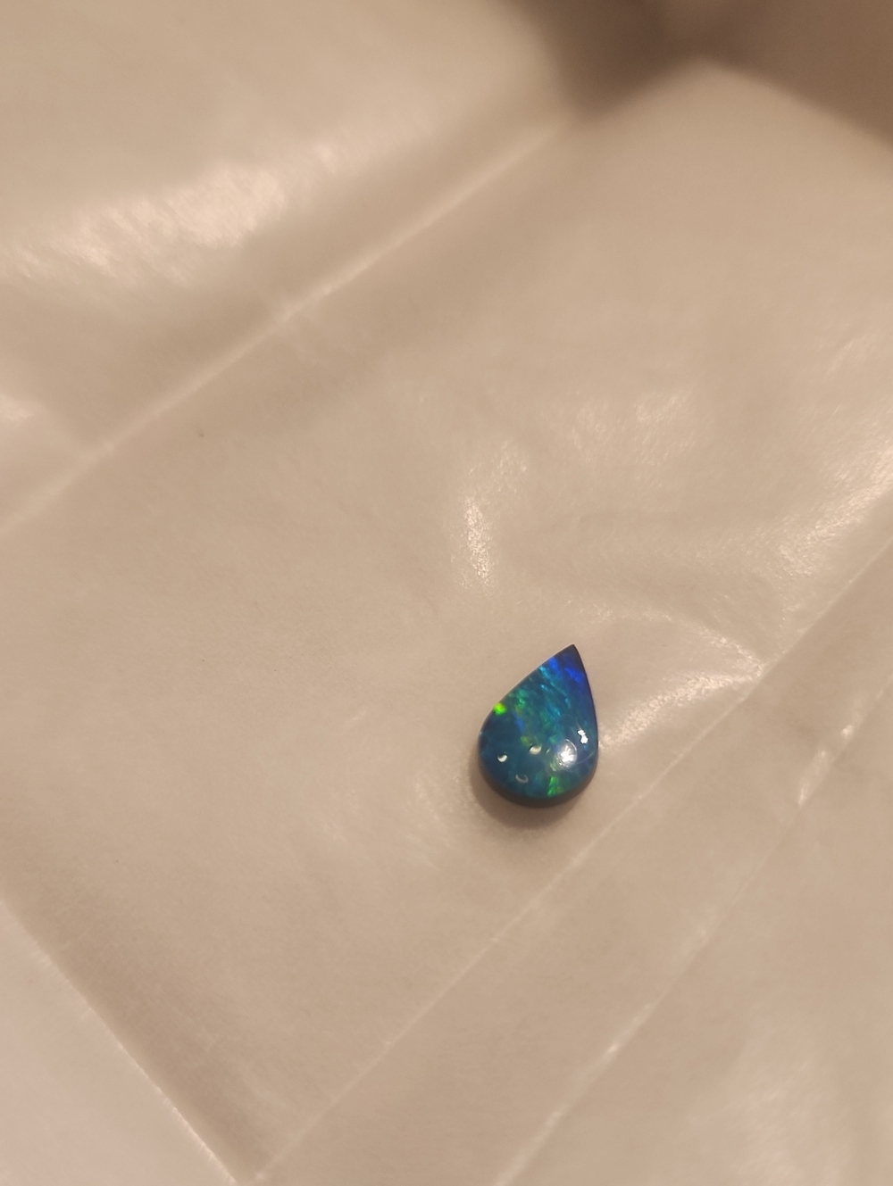 Australian Fire Opal Teardrop Blue-Green Opal Doublet